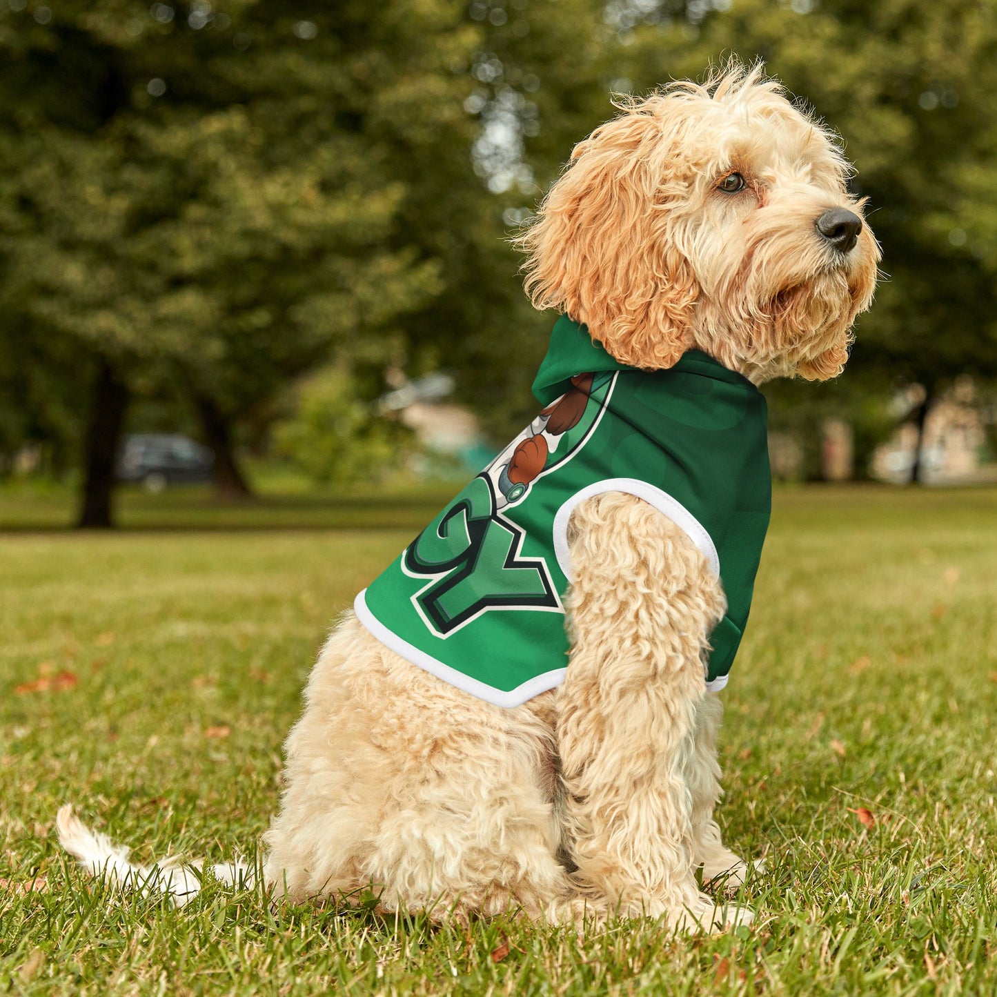 Borgy Green Pet Hoodie — Cute Dog Character Hoodie for Small Pets