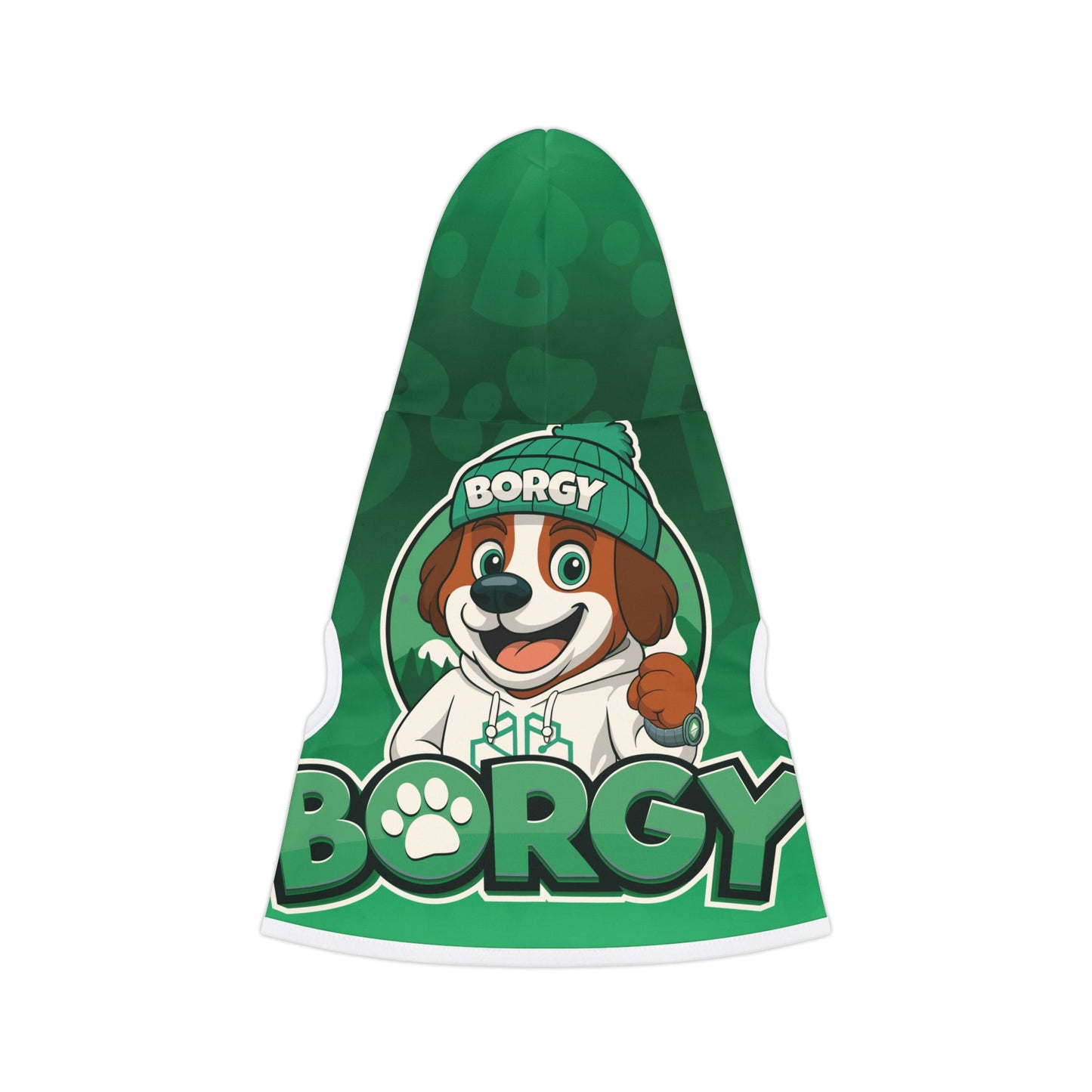 Borgy Green Pet Hoodie — Cute Dog Character Hoodie for Small Pets